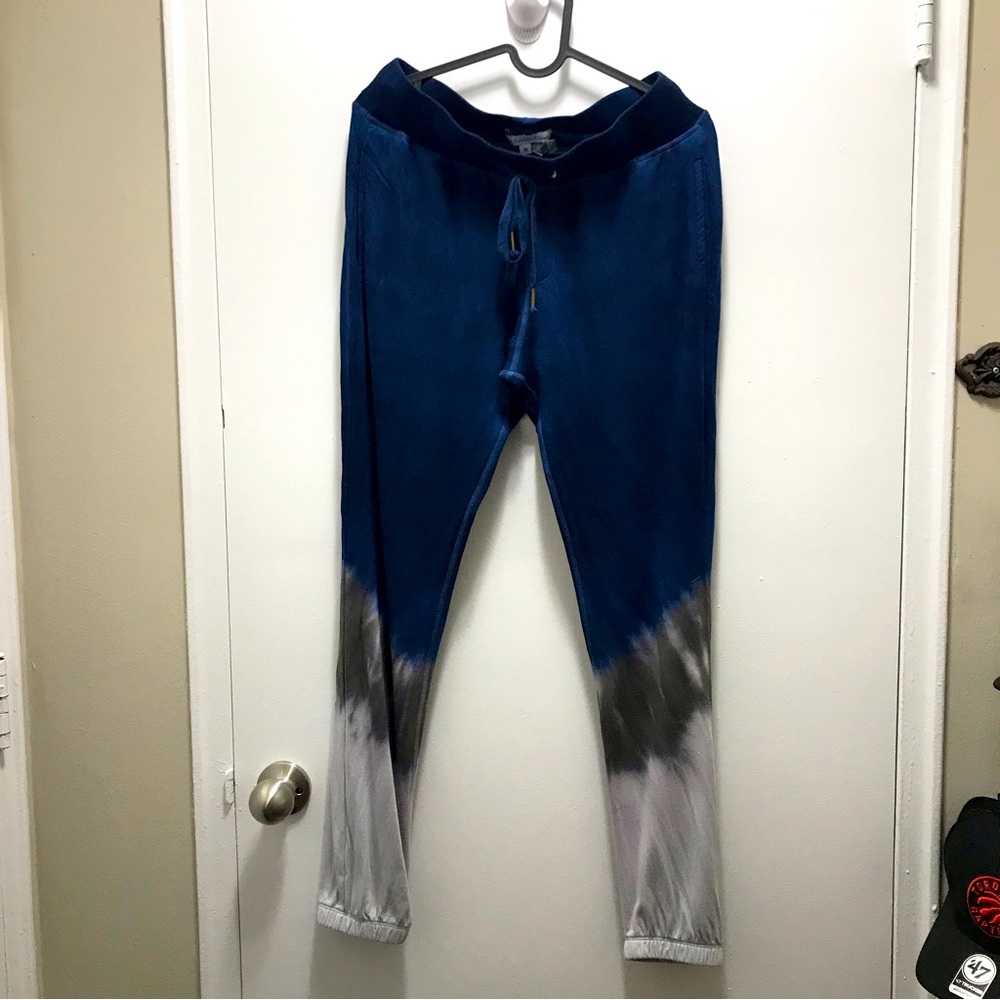 Young Fabulous & Broke Womens Blue Tie Dye Jogger Pants Soft Plush X-Sma…